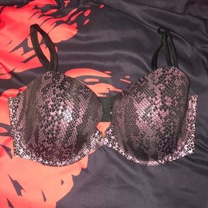Pink iridescent snake skin bra